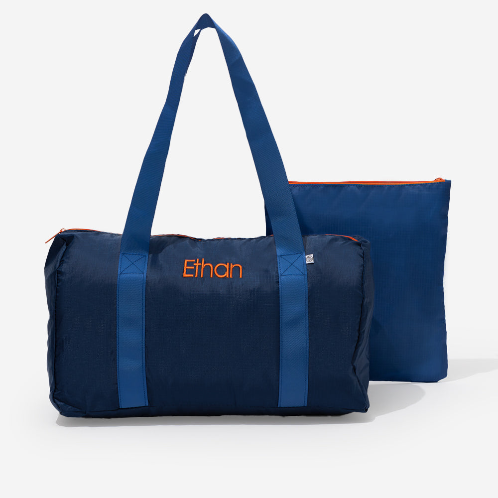 monogrammed kids activity bag in navy