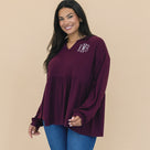 Monogrammed Peplum Top | Plum