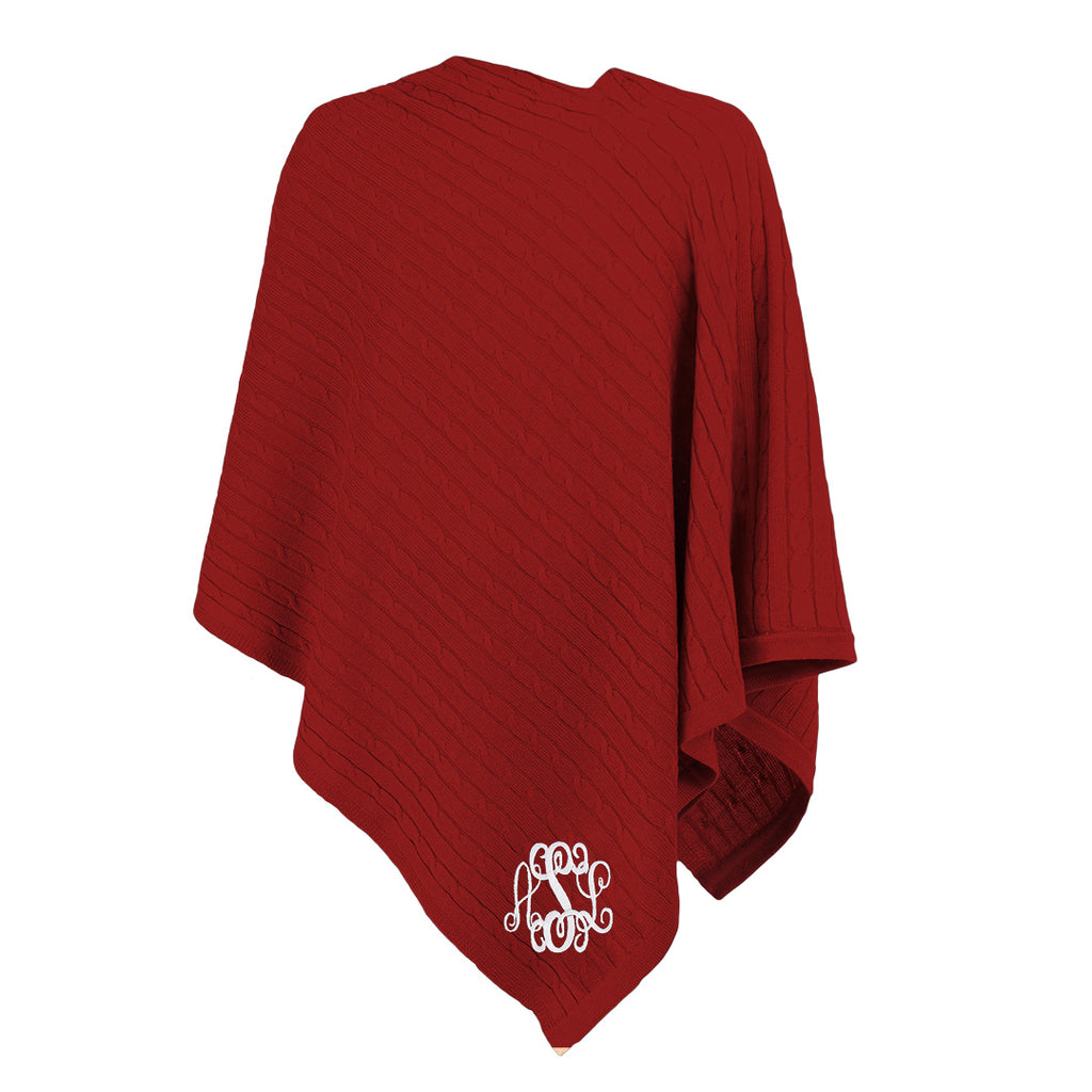 crimson monogrammed kids poncho