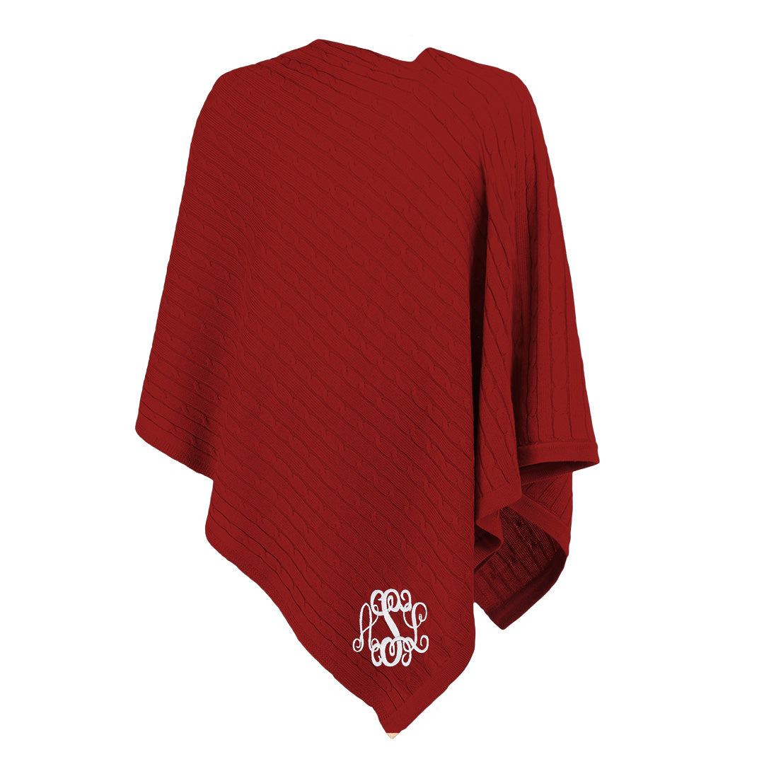 crimson monogrammed kids poncho
