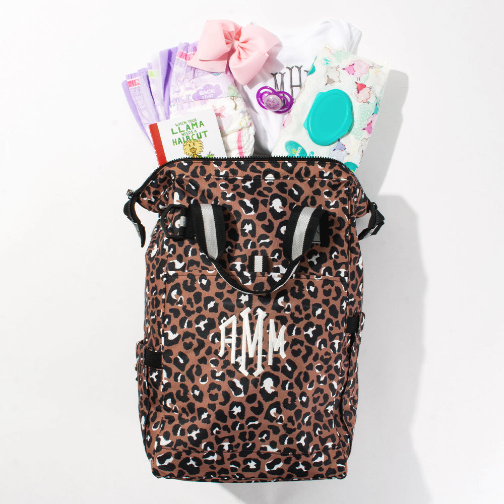 Personalized Leopard Diaper Backpack | Marleylilly