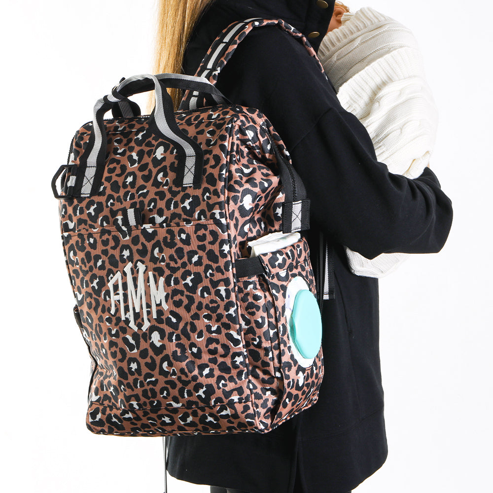 Monogrammed Leopard Diaper Backpack