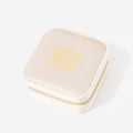 Monogrammed Velvet Travel Jewelry Case in Ivory