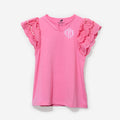 Monogrammed Girls Flutter Sleeve Dress in Light Pink