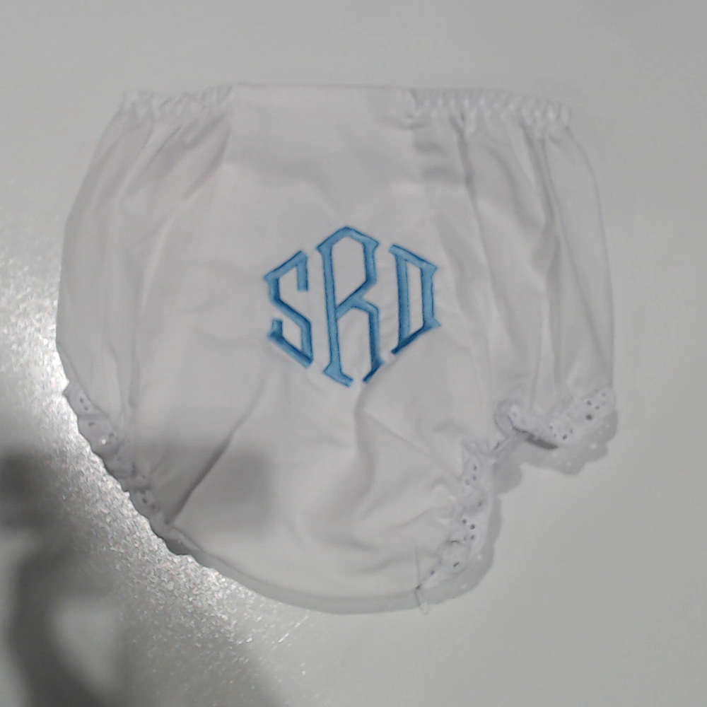 BLOOPER KIDS: Monogrammed White Eyelet Baby Bloomers