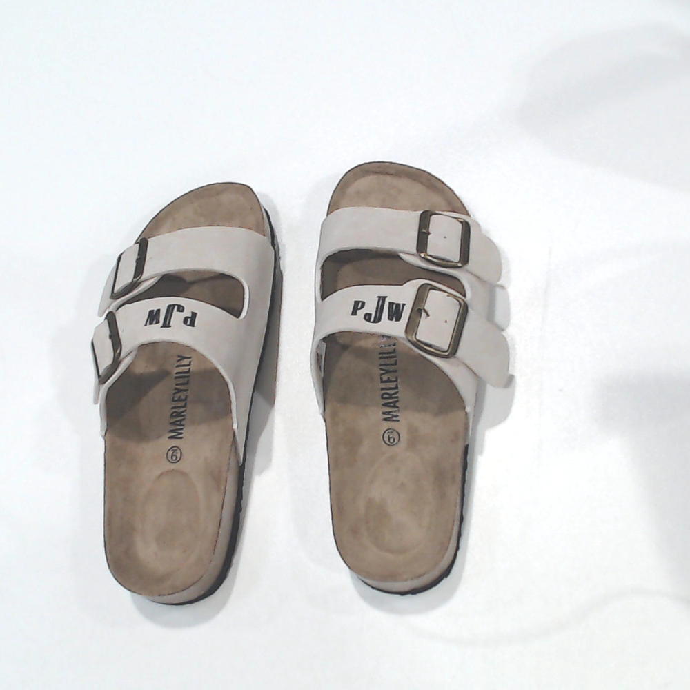 BLOOPER SHOES: Monogrammed Double Strap Sandals