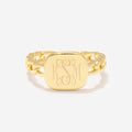 Monogrammed Chain Link Ring in Gold