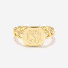 Monogrammed Chain Link Ring | Gold