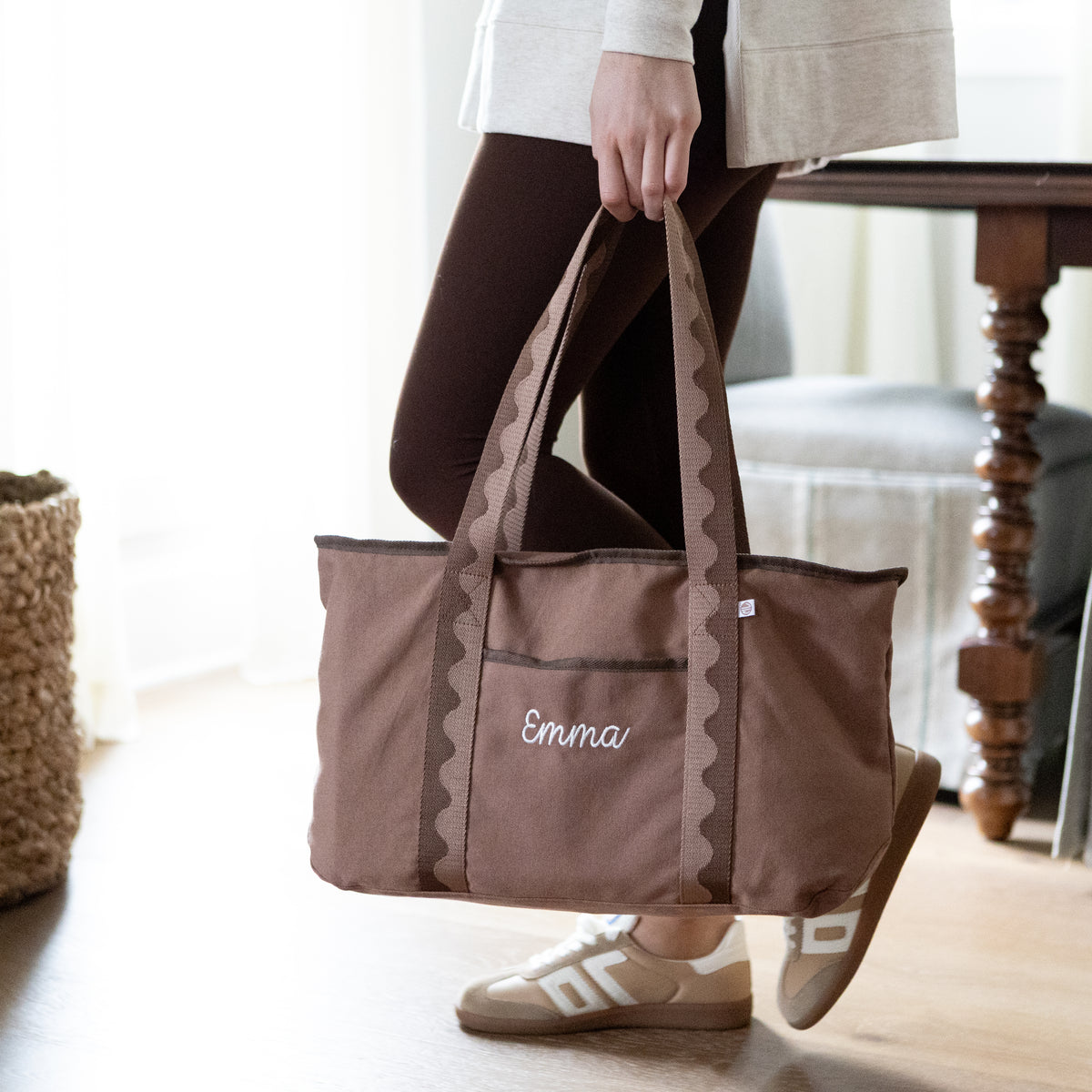 Monogrammed Anywhere Tote Bag | Mocha