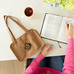 Monogrammed Bible Tote Bag | Brown