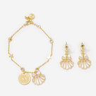 Monogrammed Shell Bracelet Set | Gold