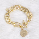Monogrammed Pendant Bracelet | Gold