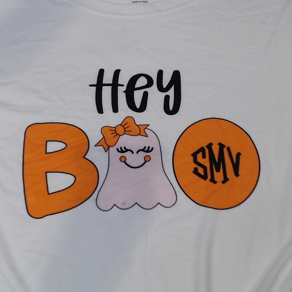 BLOOPER CLOTHING: Personalized Hey Boo Long Sleeve Shirt
