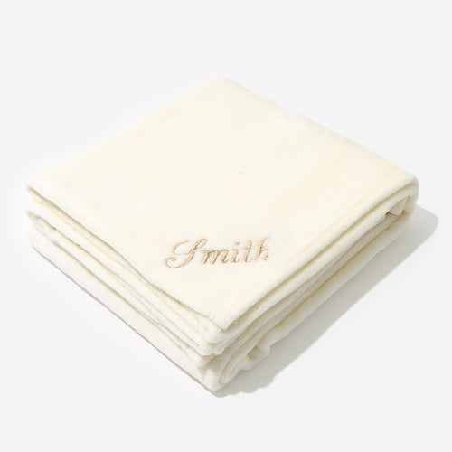 Personalized Plush Blanket in Ivory