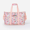 monogrammed kids weekend bag in coral floral with name monogram