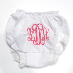 BLOOPER KIDS: Monogrammed White Eyelet Baby Bloomers