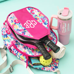 watercolor cheetah pickleball bag flatlay