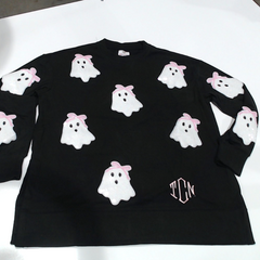 BLOOPER CLOTHING: Monogrammed Sequin Ghost Sweatshirt