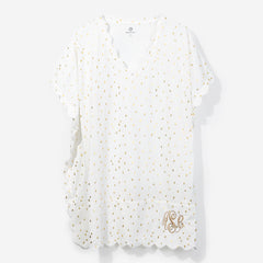 Monogrammed Bathing Suit Cover Up in Metallic Dottie