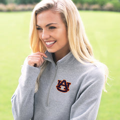 detail image of gray auburn pullover sweatshirt