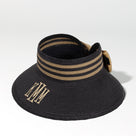 Monogrammed Packable Straw Visor | Black