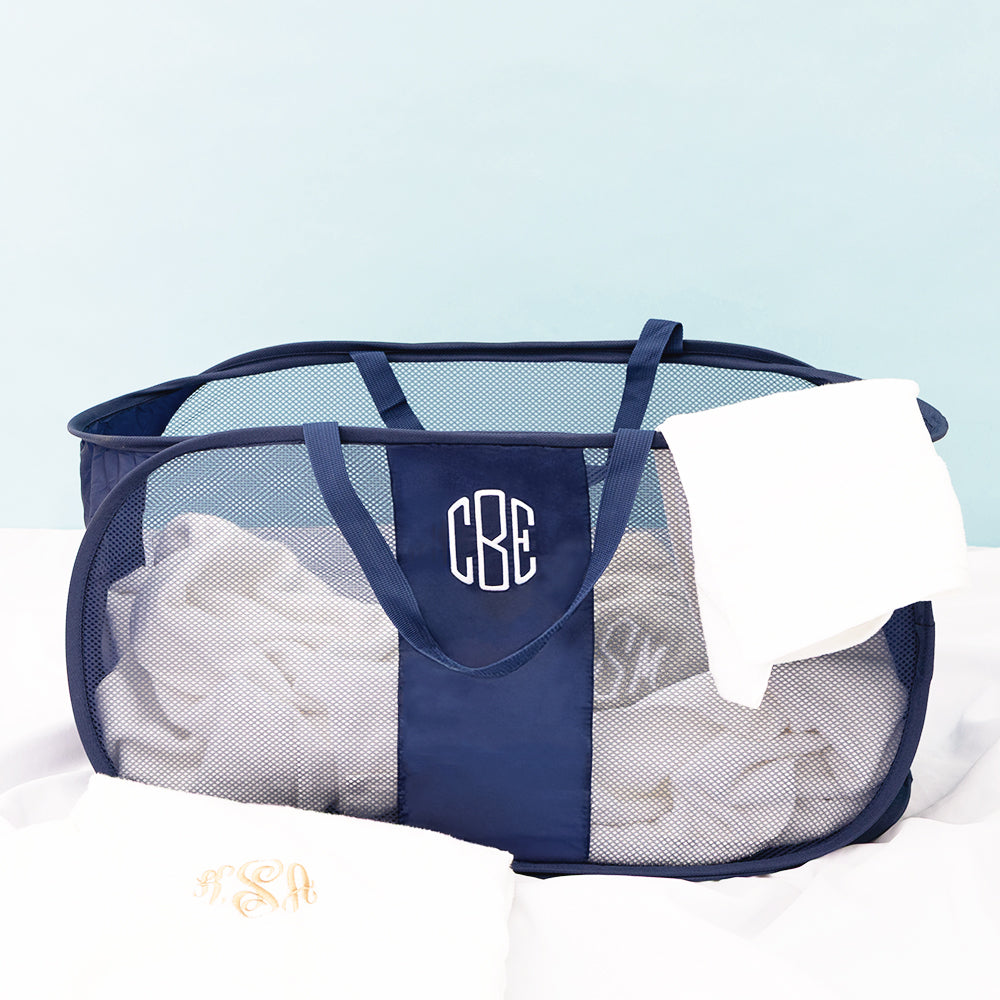 navy pop up hamper studio shot