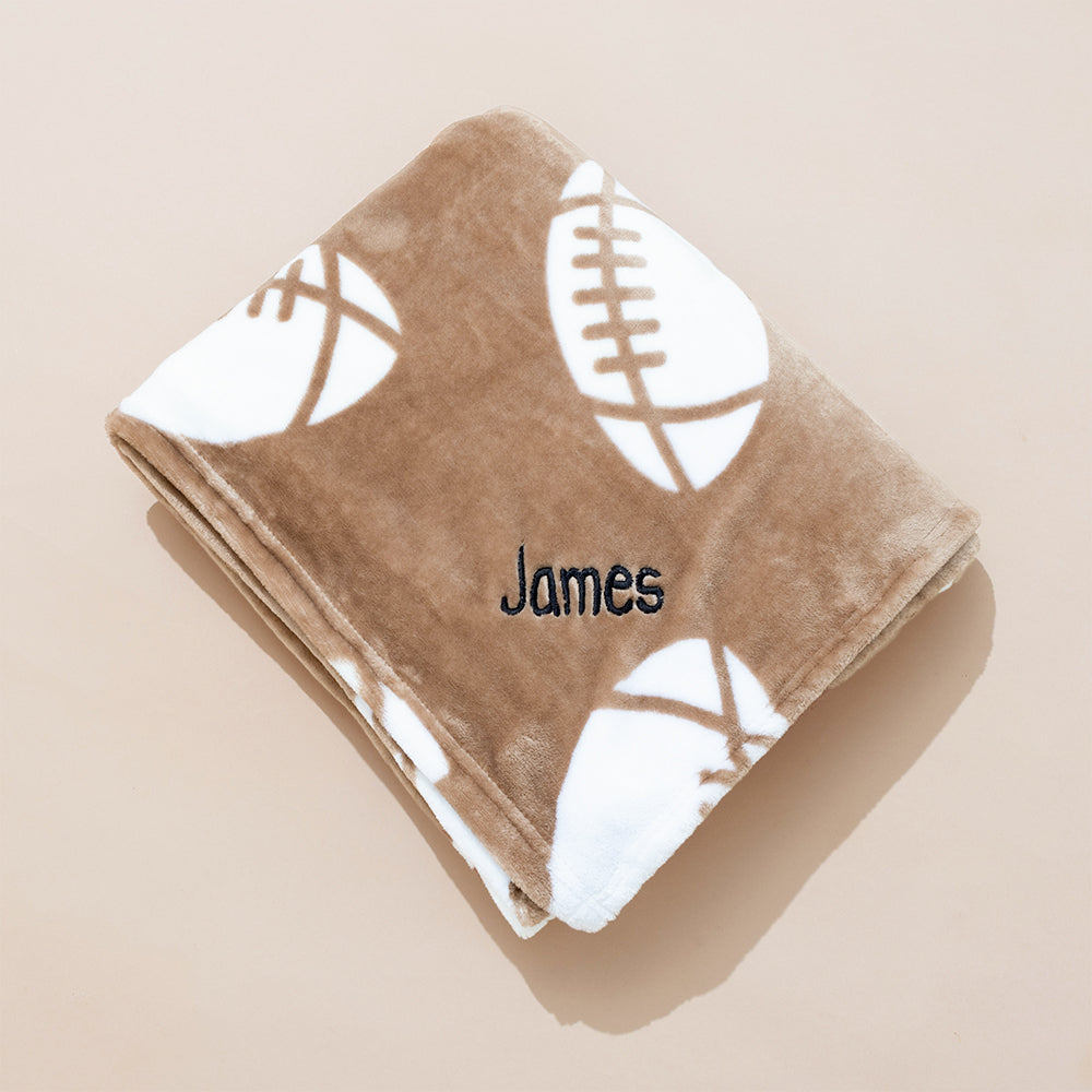 Personalized Kids Plush Blanket in Football