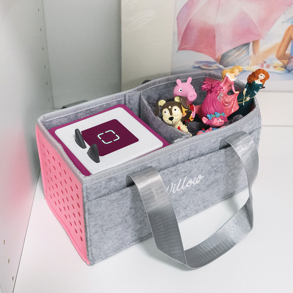 Monogrammed Kids Toy Box | Pink and Gray