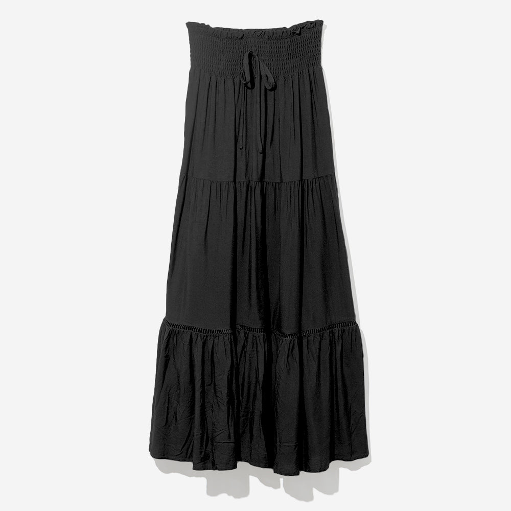 midi skirt in black on white background