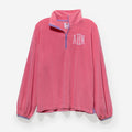 monogrammed puff sleeve fleece pullover in pink