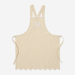 Monogrammed Scalloped Apron in Khaki