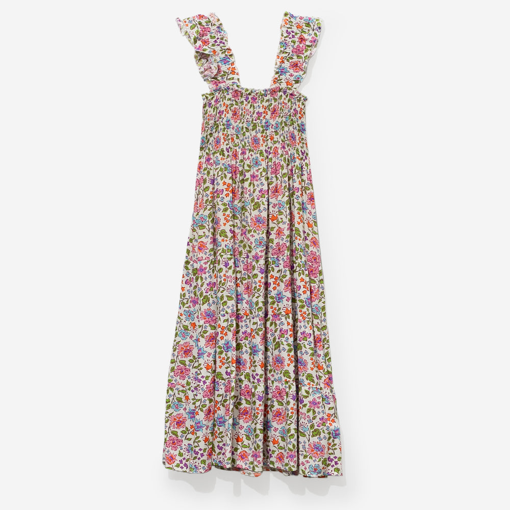 smocked dress in flora trellis