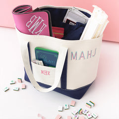 Mahjong Large Canvas tote open packed