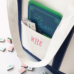 Mahjong large canvas tote detail shot monogram