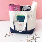 Monogrammed Mahjong Large Canvas Tote | Ivory