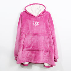 Monogrammed Blanket Hoodie in Hot Pink