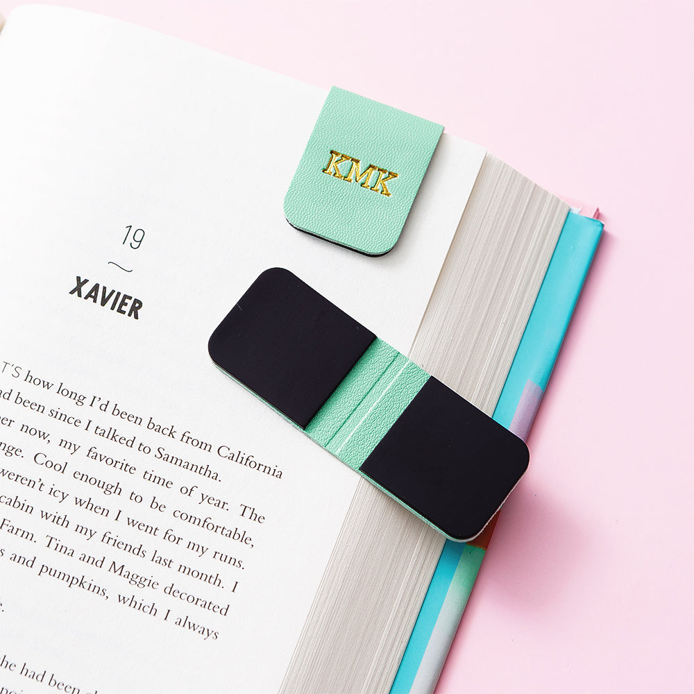 Mint magnetic bookmark close up