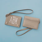 Monogrammed Card Holder Wristlet | Taupe