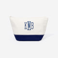 Monogrammed Classic Canvas Cosmetic Bag | Ivory/Navy