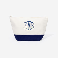 Monogrammed Classic Canvas Cosmetic Bag | Ivory/Navy
