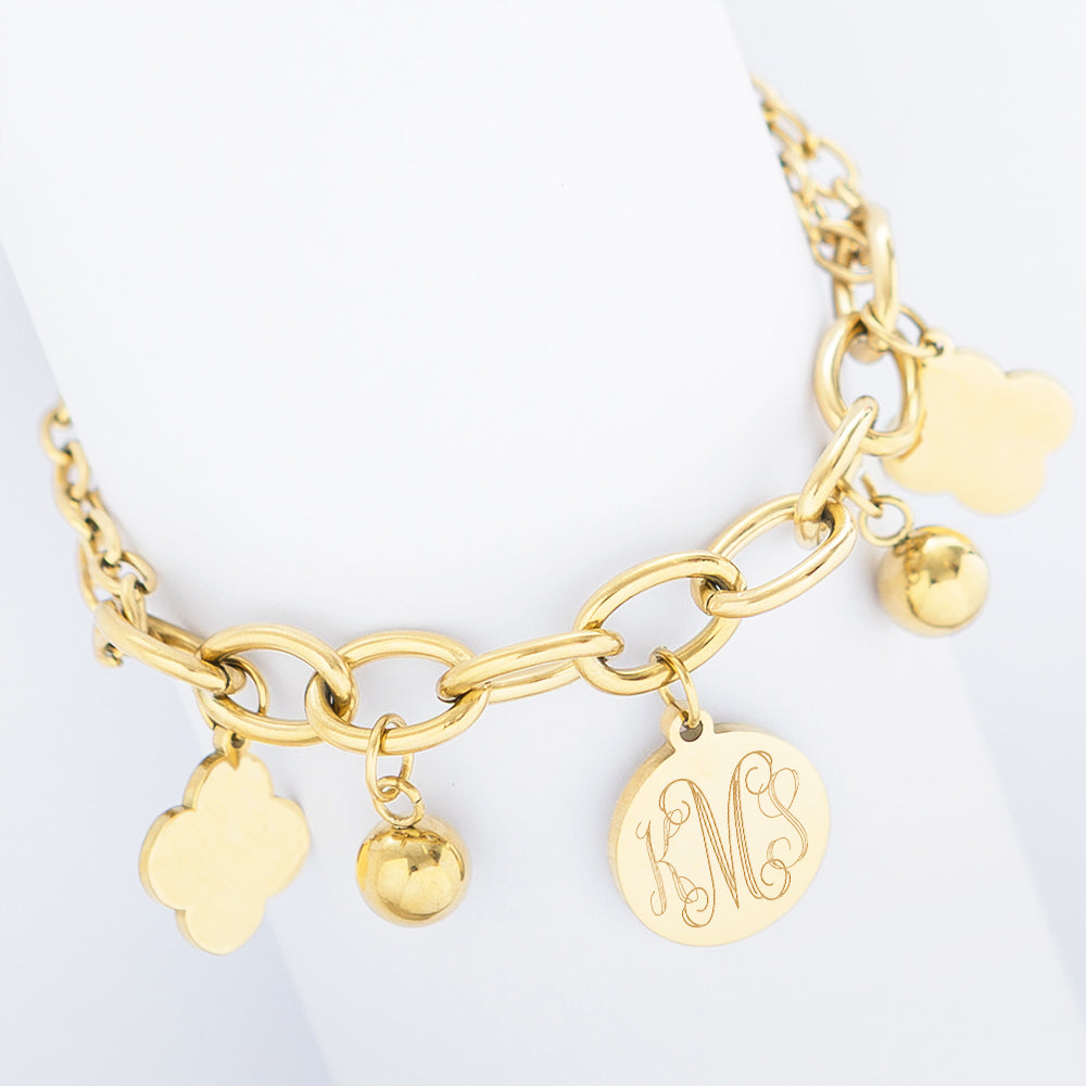 Monogrammed Clover charm Bracelet on white