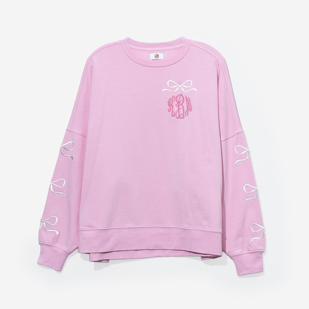 Monogrammed Embroidered Bows Sweatshirt in light pink PINK monogram