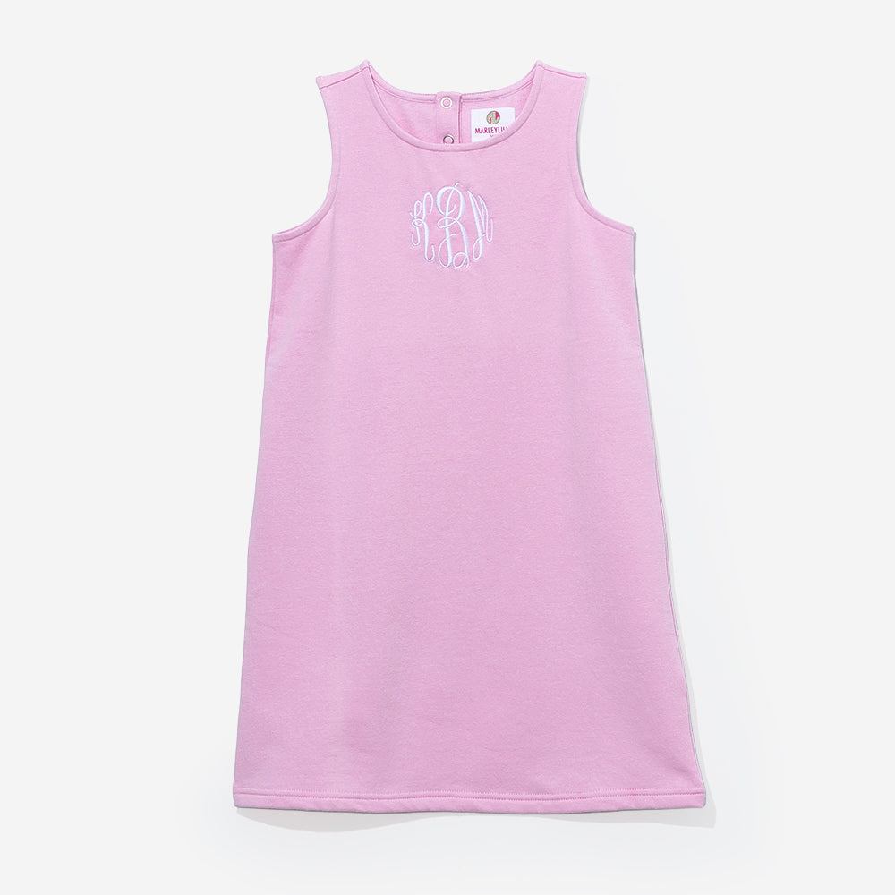 Monogrammed Girls jumper dress in light pink