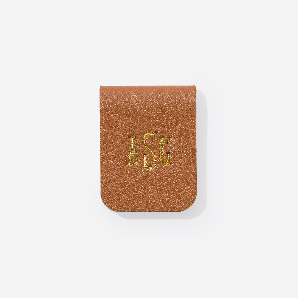 Monogrammed Magnetic Bookmark in brown