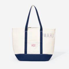 Monogrammed Mahjong Large Canvas Tote