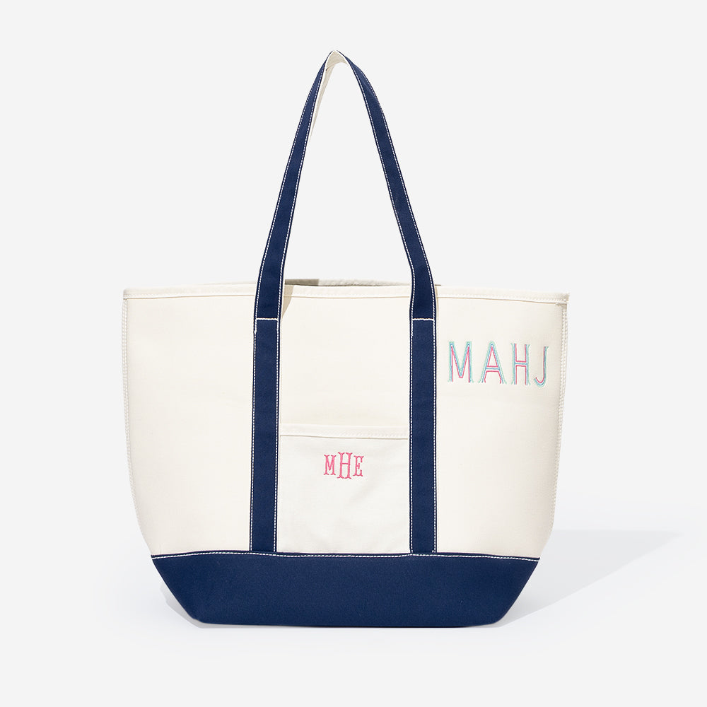 Monogrammed Mahjong Large Canvas Tote