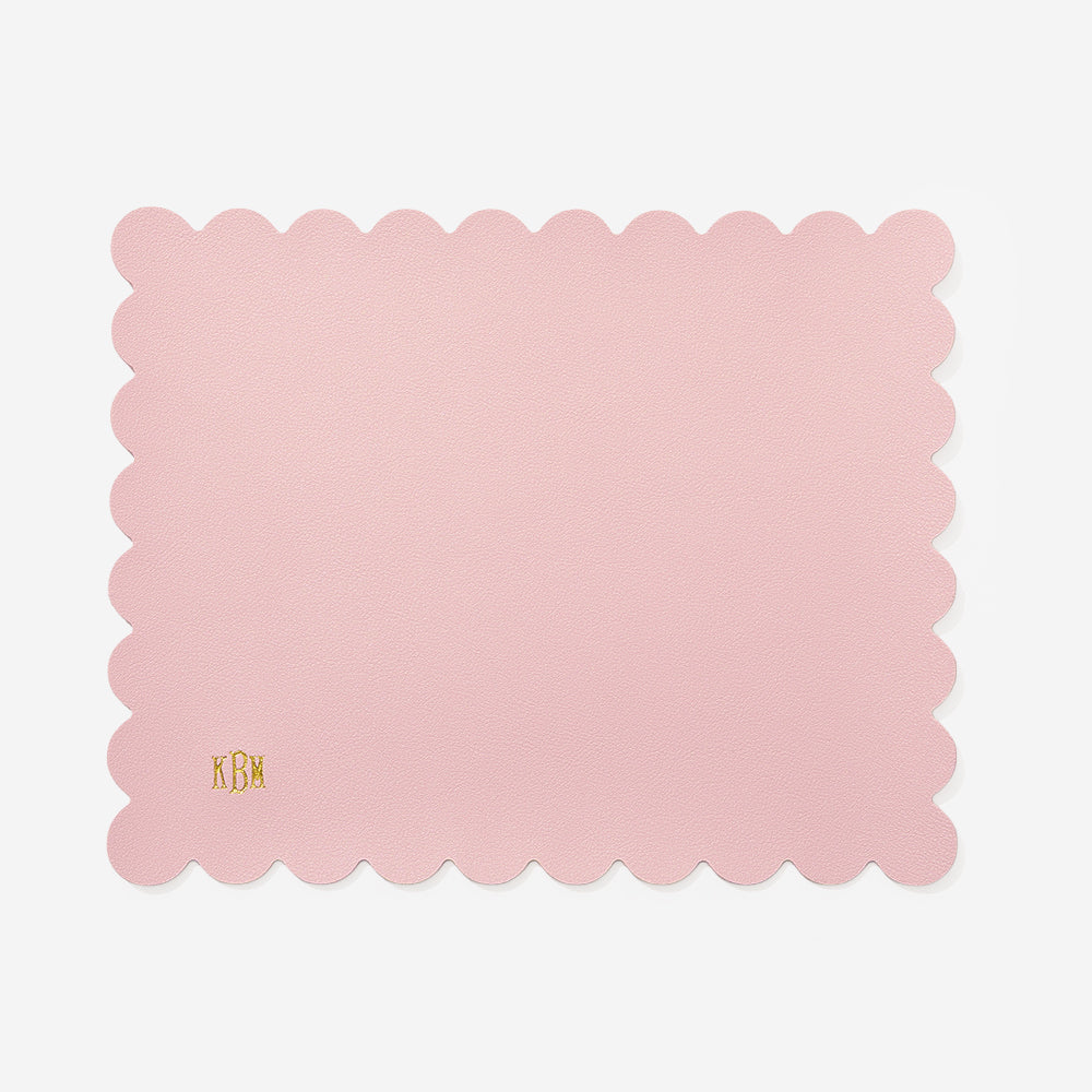 pink scalloped edge mouse pad with monogram