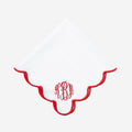 Monogrammed Scalloped Napkin in Red