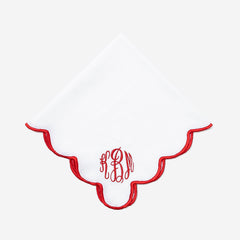 Monogrammed Scalloped Napkin in Red