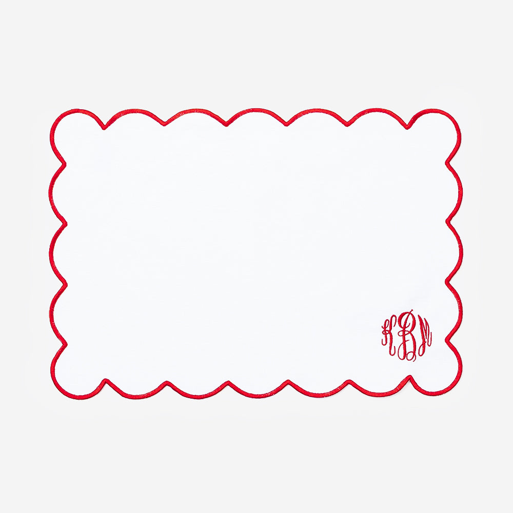 Monogrammed Scalloped Placemat | Red